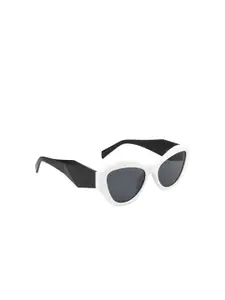 DressBerry Women Black Lens & White Cateye Sunglasses With UV Protected Lens DB-JL9276-C6