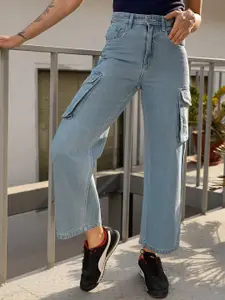 STREET 9 Women Blue Jean Wide Leg Fit High-Rise Jeans
