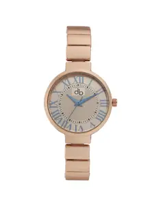 DressBerry Women White Dial & Rose Gold-Plated Bracelet Style Straps Analogue Watch HOBDB-107-RG-YL