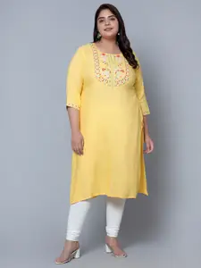Bani Women Plus Size Floral Embroidered Liva Kurta