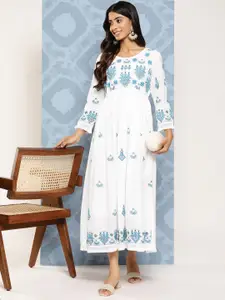 Indo Era Ethnic Motifs Embroidered A-Line Midi Dress