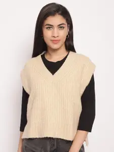 NoBarr V-Neck Cable Knit Acrylic Sweater Vest