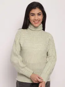 NoBarr Cable Knit Turtle Neck Acrylic Pullover