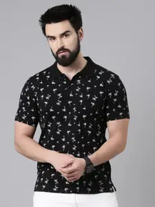 Kryptic Floral Printed Polo Collar Pure Cotton T-Shirt