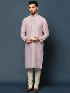 KISAH Geometric Embroidered Mirror Work Kurta with Churidar
