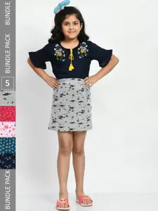 BAESD Girls Pack Of 5 Mini A-Line Pure Cotton Skirts
