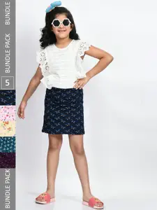 BAESD Girls Pack of 5 Straight Pure Cotton Mini Skirts