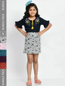 BAESD Girls Pack Of 5 Mini A-Line Pure Cotton Skirts