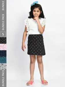 BAESD Girls Pack Of 5 Mini A-Line Pure Cotton Skirts