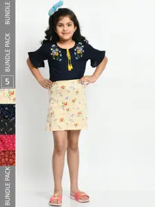 BAESD Girls Pack Of 5 Mini A-Line Pure Cotton Skirts