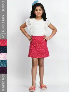 BAESD Girls Pack of 5 Straight Pure Cotton Mini Skirts