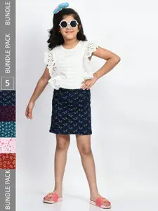 BAESD Girls Pack Of 5 Mini A-Line Pure Cotton Skirts