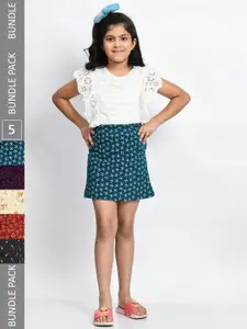 BAESD Girls Pack Of 5 Mini A-Line Pure Cotton Skirts