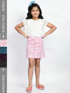 BAESD Girls Pack Of 4 Mini A-Line Pure Cotton Skirts
