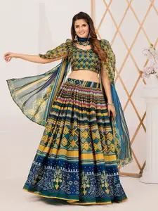 SHOPGARB Printed Semi-Stitched Lehenga & Unstitched Blouse With Dupatta