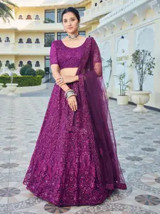 SHOPGARB Embroidered Thread Work Semi-Stitched Lehenga & Unstitched Blouse With Dupatta
