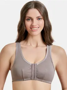 MAROON Full Coverage Non-Wired Training & Gym Cotton Lycra Workout Front Open Bra