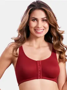 MAROON Full Coverage Non-Wired Non-Padded Cotton Lycra T-Shirt Bra