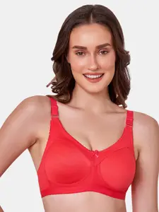 MAROON Non Padded Medium Support All Day Comfort Full Coverage Seamless T-shirt Bra