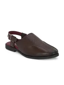 Anouk Men Brown And Black Textured Shoe-Style Sandals