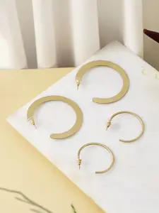 ATIBELLE Set Of 2 Gold-Plated Circular Half Hoop Earrings