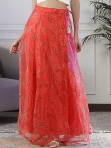 NEUDIS Women Floral Printed Flared Maxi Skirt