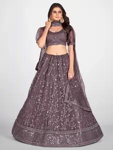 SHOPGARB Embroidered Thread Work Semi-Stitched Lehenga & Unstitched Blouse With Dupatta