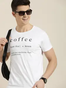 HERE&NOW Men Pure Cotton Round Neck Typography Printed T-shirt