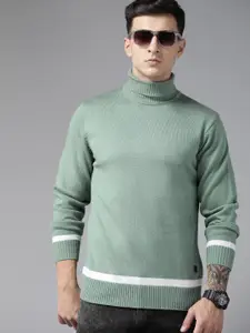 The Roadster Lifestyle Co. Turtle Neck Pullover with Striped Detail