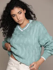 The Roadster Lifestyle Co. Acrylic Cable Knit Oversized Pullover