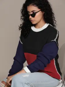 The Roadster Lifestyle Co. Colourblocked Acrylic Pullover