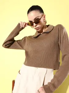Roadster Dusky Brown Seasonal Trends Ribbed Pullover