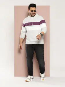 Sztori Plus Size Striped Hooded Sweatshirt