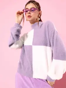 The Roadster Life Co. Colourblocked Pullover Sweater with Fuzzy Detail