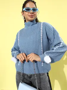 The Roadster Life Co. Embroidered Turtle Neck Pullover