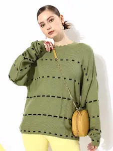 The Roadster Life Co. Self Design Knitted Long Sleeves Pullover Sweater