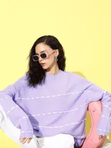 The Roadster Life Co. Self Design Knitted Long Sleeves Pullover Sweater