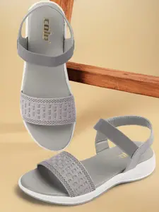 Colo Women Woven Design Open Toe Flats With Backstrap