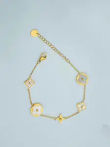 ZIVOM Gold-Plated Mother of Pearl Link Bracelet