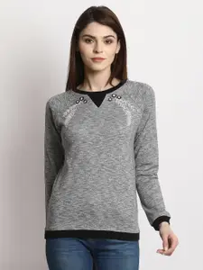 Marie Claire Women Grey Solid Sweatshirt