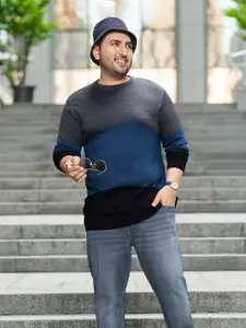 Sztori Plus Size Men Acrylic Colourblocked Pullover