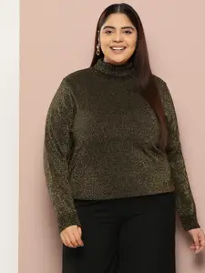 Sztori Plus Size Turtle Neck Shimmery Pullover