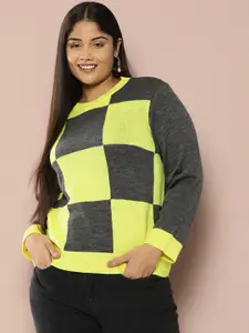 Sztori Plus Size Geometric Printed Acrylic Pullover