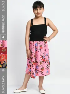IndiWeaves Girls Pack of 4 Floral Printed Knee-Length Skirts