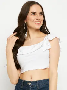 BRINNS Square Neck Flutter Sleeves Pure Cotton Crop Top