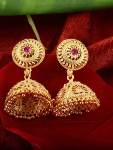 MEENAZ Gold-Plated Dome Shaped Temple Jhumkas