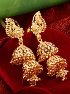 MEENAZ Gold-Plated Classic Temple Drop Earrings
