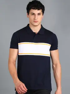 Urbano Fashion Colourblocked Polo Collar Pure Cotton Slim Fit T-shirt