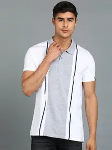 Urbano Fashion Colourblocked Polo Collar Pure Cotton Slim Fit T-shirt