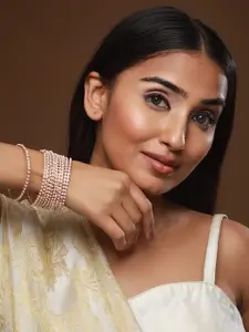 Anouk Set Of 12 Rose Gold-Plated Pearl Beaded Bangles